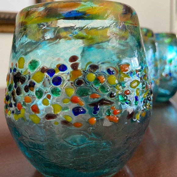 Evergreen Garden Bambeco Aqua Del Sol Stemless Wine Glasses set of 4 - Picture 3 of 12